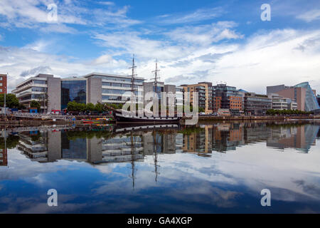 The River Liffey and part of the Dublin waterfront - Dublin in the Republic of Ireland. Stock Photo