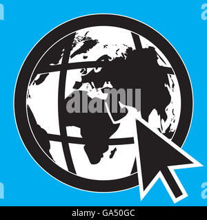 Vector icon global network. World network and internet globe, abstract globe illustration Stock Photo