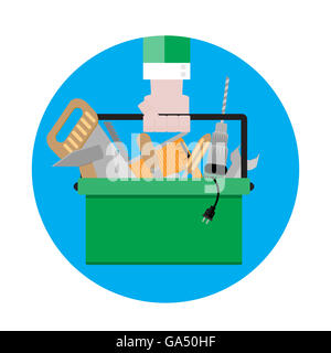 Tool box icon vector. Toolbox with instrument, illustration tool kit sign flat design Stock Photo