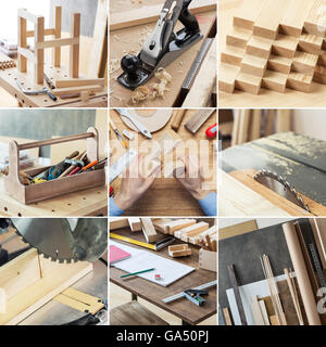Various woodworking, carpentry, repairing, DIY tools and supplies in set Stock Photo