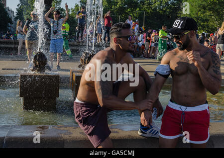 Madrid, Spain, 2nd July 2016.  A men in Atocha square waiting the start of  the Gay Pride Parade, Madrid, Spain. Enrique Davó/Alamy Live News. Stock Photo