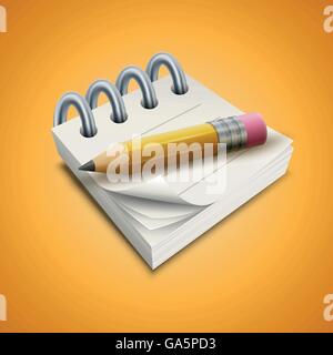 Vector illustration of pencil and notepad. Elements are layered separately in vector file. Stock Vector