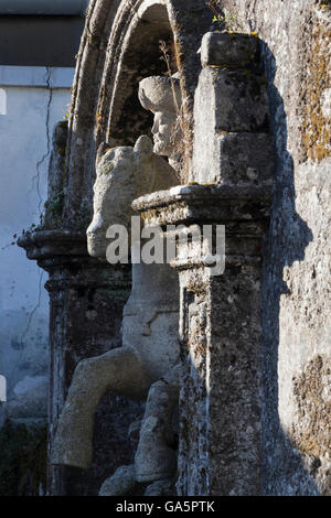 Lugo, Spain: Puerta de Santiago with Saint James Matamoros at the Roman Walls of Lugo. Stock Photo