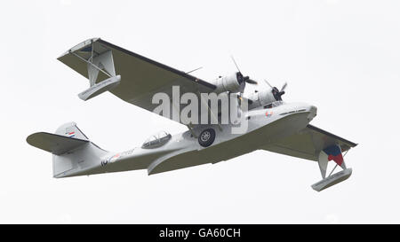 LEEUWARDEN, NETHERLANDS - JUNE 11: Consolidated PBY Catalina in Dutch Navy colors flying at the Royal Netherlands Air Force Days Stock Photo