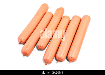 Hot dog sausages isolated on  white Stock Photo