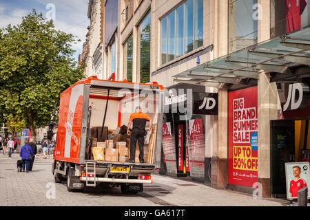 27 June 2016: Cardiff, Wales, UK - TNT delivery van in Cardiff city centre, Wales, UK Stock Photo