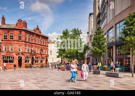 27 June 2016: Cardiff, Wales, UK - Hayes Place and the Duke of Wellington pub, on a sunny summer day. Stock Photo