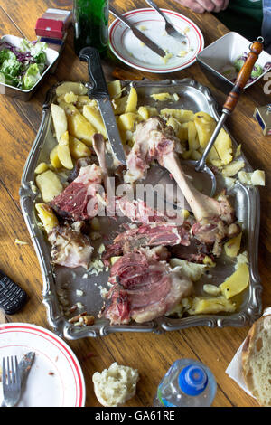 Leftover food on table after dinner Stock Photo