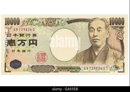 Japanese ten thousand Yen banknote on a white background Stock Photo