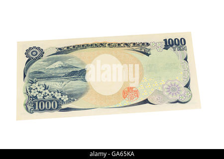 Japanese one thousand Yen banknote on a white background Stock Photo