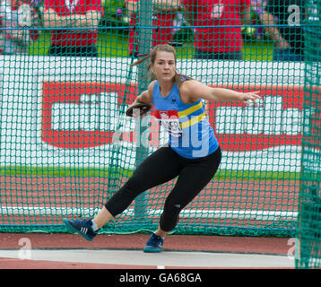 Birmingham 25th June 2016, Amy Holder competes in the women's Discus final on day three of the British Championships Birmingham Stock Photo