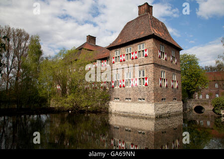 Schloss Oberwerries moated castle, Hamm, Ruhr Area, North Rhine-Westphalia Stock Photo