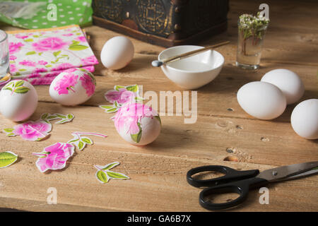 colored Easter egg, with the technique of decoupage Stock Photo