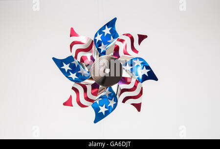 An American flag pinwheel toy on a white background Stock Photo