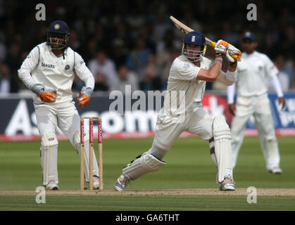 Cricket - npower First Test - England v India - Day Four - Lord's. England's Kevin Pietersen hits out for four runs Stock Photo