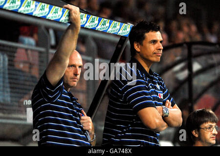 Real Sociedad's coach Chris Coleman (r) and his assistant Steve Kean (l) Stock Photo