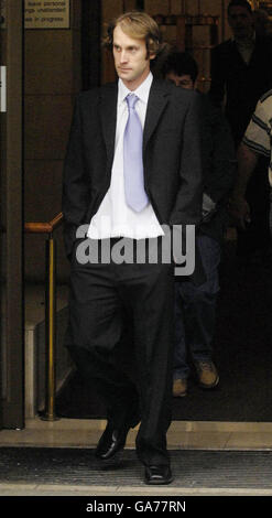 Andrew Smith, who left a woman paralysed after throwing a traffic cone over a bridge, leaves Edinburgh High Court following his sentencing. Stock Photo