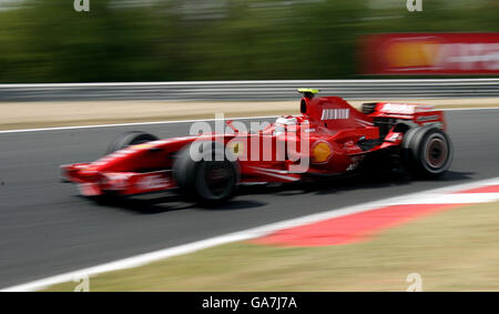 Kimi Raikkonen in the Ferrari F2007 during third practice at the Hungaroring circuit, near Budapest, Hungary. Stock Photo