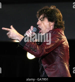 Mick Jagger of the Rolling Stones in concert at Slane Caslte, Ireland. Stock Photo