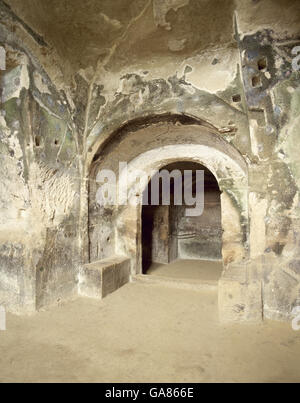 Italy. Cumae. Ruins of the Greek site of the Oracle of Cumae. (Cuamean Sibyl). Ancient Magna Graecia. Stock Photo