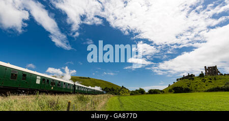 Single Railway Track Between Swanage and Norden.  Stram Trains and Diesel Stock Photo