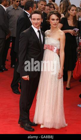 James McAvoy and Keira Knightley at the premiere of Atonement at the 64th Venice International Film Festival. Stock Photo