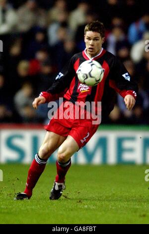 Soccer - FA Barclaycard Premiership - Derby County v Fulham. Fulham's Steve Finnan in action against Derby County Stock Photo