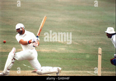 England's Graham Gooch on the attack during his mammoth first innings of 333 Stock Photo
