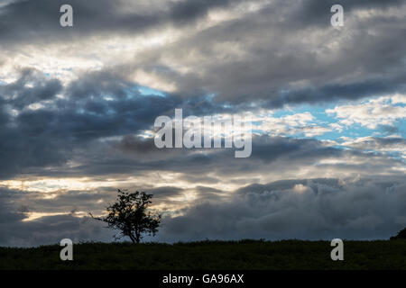 Summer Evening Sky over the Brecon Beacons at Mynydd Illtyd Common in south Wales Stock Photo