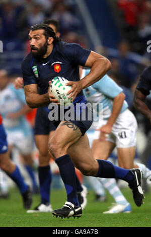France's Sebastien Chabal in action during the Rugby World Cup match at Stade De France, Paris, France. Stock Photo
