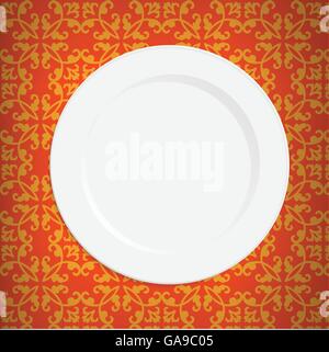 Vintage tablecloth and empty plate Stock Vector