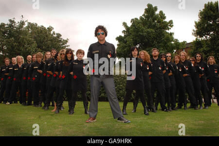 The Polyphonic Spree stand outside BBC Television Centre, west London, before filming an appearance on the Jonathan Ross Show (TX: Friday 7 September 2007, BBC One @ 2240), as part of their UK tour to promote their new album, Fragile Army. Stock Photo