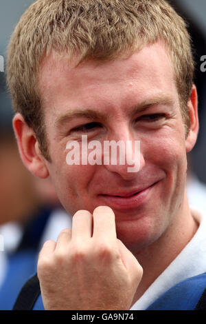 Andrew Nippard takes part in a dragon boat race to celebrate one-year-to-go to the Beijing Paralympic Games and to help raise funds for the BPA. Stock Photo