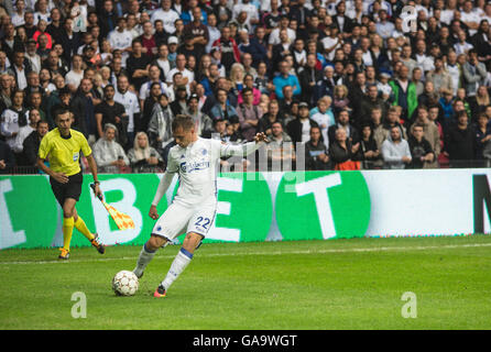 Copenhagen, Denmark. August 3rd 2016. Peter Ankersen (22) of FC Copenhagen during the UEFA Champions League qualification match between FC Copenhagen and FC Astra Giurgiu at Telia Parken. FC Copenhagen won the match 3-0 and a through to the play-off round. © Samy Khabthani/Alamy Live News Stock Photo