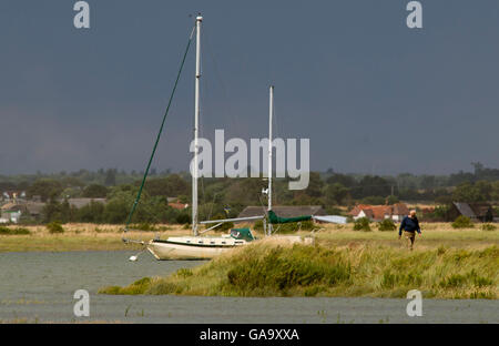 West Mersea, Essex, UK. 4th August, 2016. UK Weather: looking across the Blackwater Estuary and the National Nature Reserve from the Island of West Mersea. Credit:  Andrew O'Brien/Alamy Live News Stock Photo