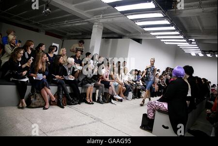 A model walks down the catwalk at Danielle Scutt (Topshop) Show at the New Generation venue, Victoria House, Bloomsbury Square, WC1. Stock Photo