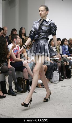 A model walks the catwalk at the Danielle Scutt (Topshop) Show at the New Generation venue, Victoria House, Bloomsbury Square, WC1. Stock Photo