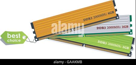 Set of DDR3 memory modules Stock Vector