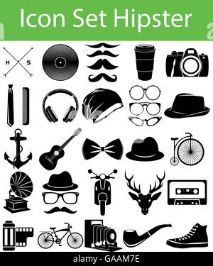 Icon Set Hipster with 33 icons for the creative use in graphic design Stock Vector