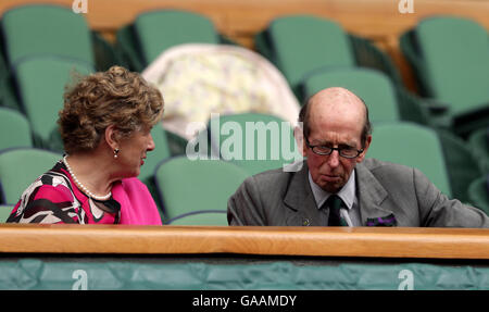 Prince Edward the Duke of Kent in the royal box on day seven of the Wimbledon Championships at the All England Lawn Tennis and Croquet Club, Wimbledon. Stock Photo