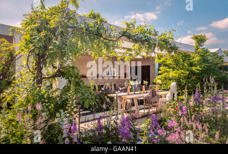 A show garden at the RHS Chelsea flower show, Stock Photo