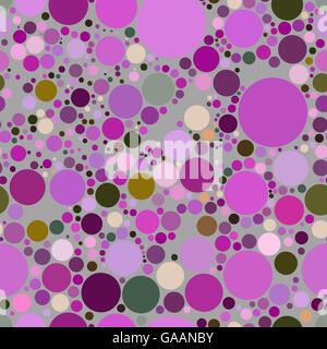 Vector seamless pattern of purple circles on gray background. Stock Vector