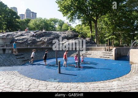 Sprinklers in Heckscher Playground, Central Park, NYC Stock Photo