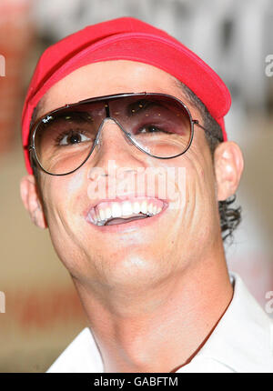 Soccer - Cristiano Ronaldo Book Launch - Old Trafford. Manchester United's Cristiano Ronaldo with a cut above his eye during a book launch at Old Trafford, Manchester. Stock Photo