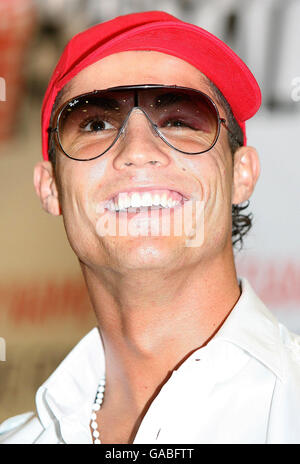 Manchester United's Cristiano Ronaldo with a cut above his eye during a book launch at Old Trafford, Manchester. Stock Photo