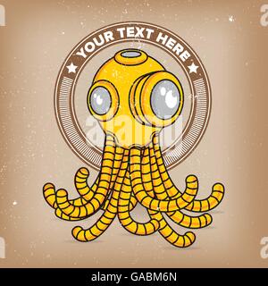 Octopus scuba robot logo Stock Vector