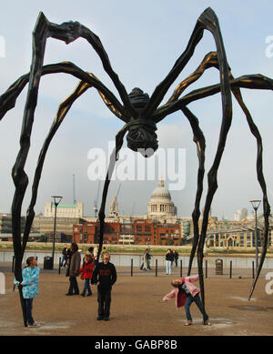 ADVANCE FOR SUNDAY APRIL 2 ** A spider sculpture hangs on the wall next to  a paragraph from artist Louise Bourgeois at the Walters Art Museum in  Baltimore Feb 9, 2006. A