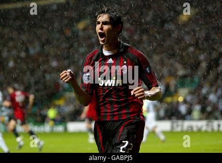 Soccer - UEFA Champions League - Group D - Celtic v AC Milan - Celtic Park. AC Milan's Ricardo Kaka celebrates after scoring from the penalty spot to put his side back on level terms. Stock Photo