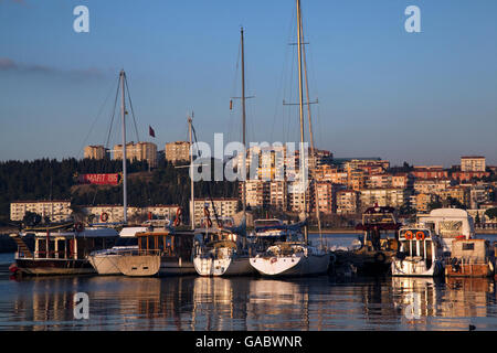 Canakkale harbour view in the evening and houses of Canakkale City Stock Photo