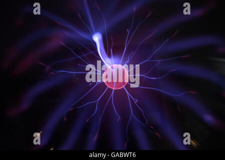 Tesla coil - physics experiment in laboratory Stock Photo